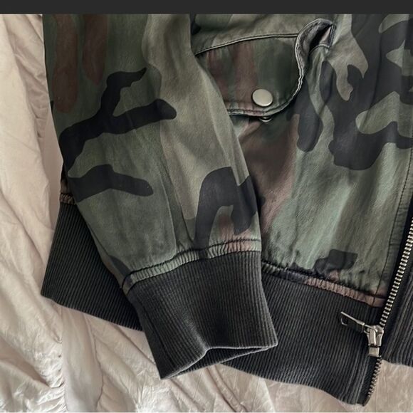 Anthropologie Marrakech Camo Satin Bomber Zip Up Jacket Sz XS - Picture 5 of 12